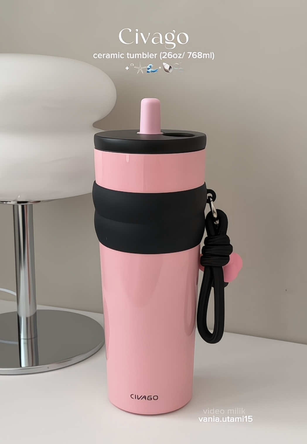 My daily tumbler! So cute 🖤💗 @CIVAGO ID #tumbler #pinktumbler #civago #civagotumbler #botolminum #dailytumbler 