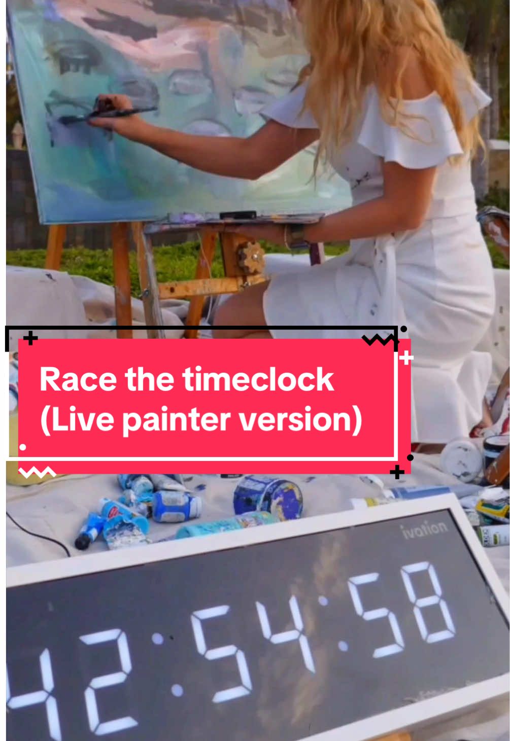 Live painting is a race against time… So I brought a timeclock to keep me honest. #TikTok  #TimeClock #PaintYourEvent #LivePainter #LiveEventPainting #R#Race
