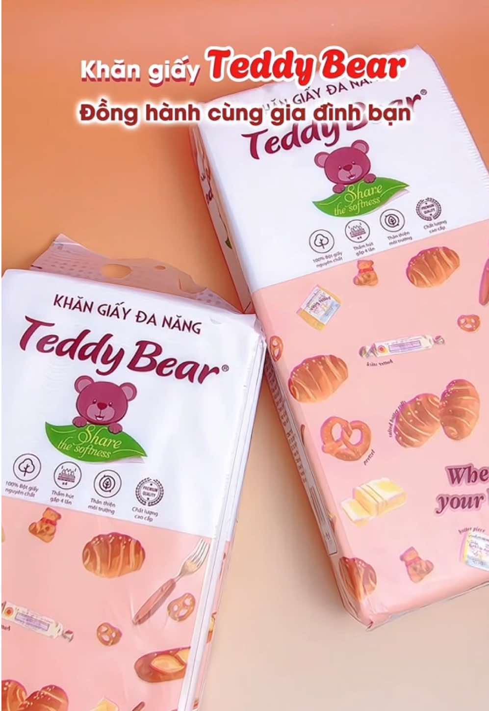 Giấy Teddy Bear 4 lớp – mềm như lụa, sạch như mây, xả cái là tan!#TEDDYBEAR #HAPPYBEAR #GiayTeddyBear #GiayHappyBear  #BAOMINHPAPER Share the Softness Tự Hào Sản Phẩm Giấy Việt Nam    Share the Softness Tự Hào Sản Phẩm Giấy Việt Nam