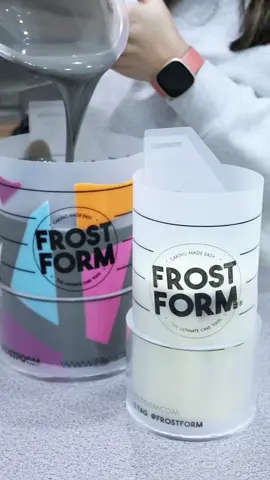 Geometric Two-tiered cake made with Frost Form Use Mock Ganache with non-toxic masking tape to create the design on the liner to make the most unique cakes! Order Frost Form worldwide on www.frostform.com 🌎