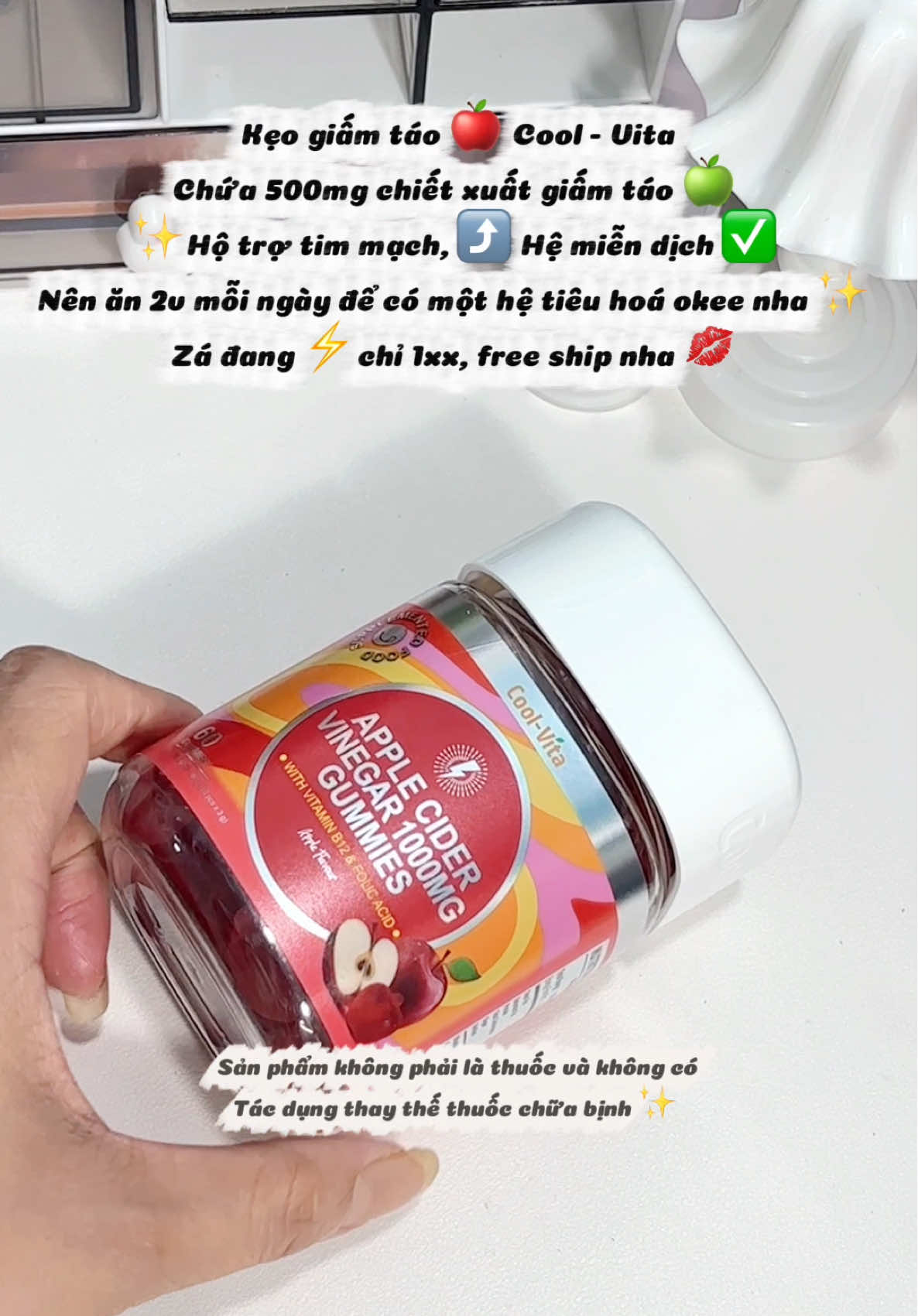 Kẹo giấm táo giúp nàng làm quen với mùi và vị của giấm táo #goclamdep #coolvita #coolvitagummy #keodeo #keogiamtao 