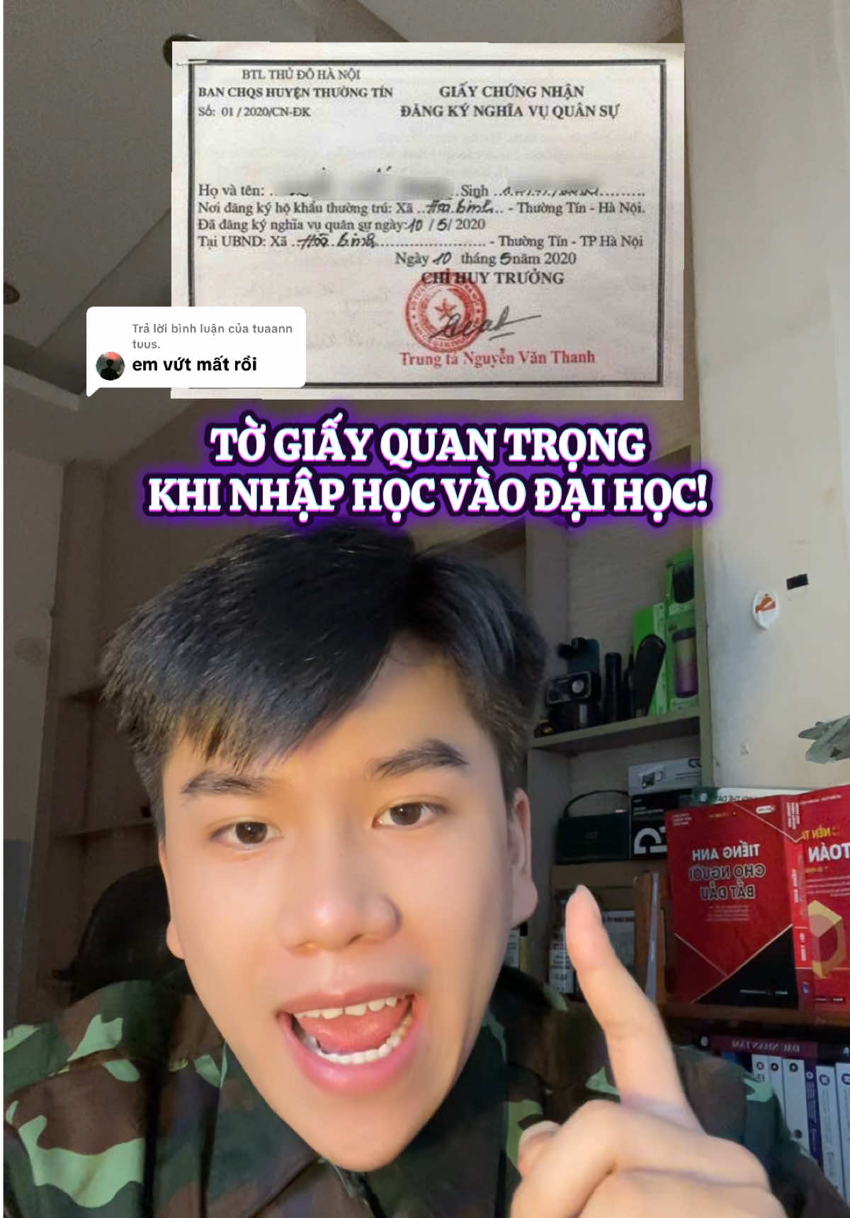 Trả lời @tuaann tuus. Giấy đăng kí Nghĩa vụ quân sự lần đầu cực kì quan trọng khi nhập học vào các trường đại học! #tuyensinhquansu #nhapngu #nvqs #tuyensinhquandoi #viral 