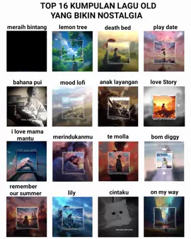 top 16 lagu old yang bikin nostalgia #laguold #nostalgia #dirumahaja #meraihbintang #lemontree #deathbed #playdate #bahanapui #moodlofi #anaklayangan #lovestory #ilovemamamantu #merindukanmu #temolla #bomdiggy #rememberoursummer #lily #cintaku #onmyway #fypシ゚ #masukberanda #fypdonggggggg 