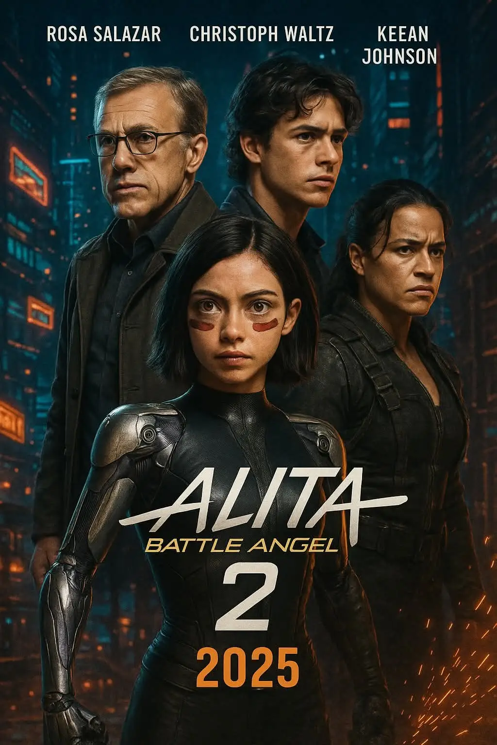 Alita: Battle Angel 2 2025 Rosa Salazar | Christoph Waltz | Keean Johnson | Michelle Rodriguez Alita (Rosa Salazar) returns to Iron City—a cyborg learning to trust the unknown. Dr. Ido (Christoph Waltz) wrestles with his role in her creation. Keean Johnson plays a young ally torn between loyalty and rebellion. Rodriguez brings unmatched grit as a soldier drawn into Alita’s revolution. Junkyards bleed into skyscraping tech-hubs; memory and revolution intersect in neon-lit arenas. Salazar embodies Alita’s innocence evolving into conviction. Waltz’s sorrow and guidance carry tragic weight. Johnson infuses hope into moral ambiguity. Rodriguez is fierce empathy in action form. The pacing alternates memory-driven calm with explosive duels. Visuals pulse: sparks, flickers of doubt, glints of steel hope. It’s cyberpunk poetry in action and heart—humanity struggling to outrun the machine. #AlitaBattleAngel2 #SciFi