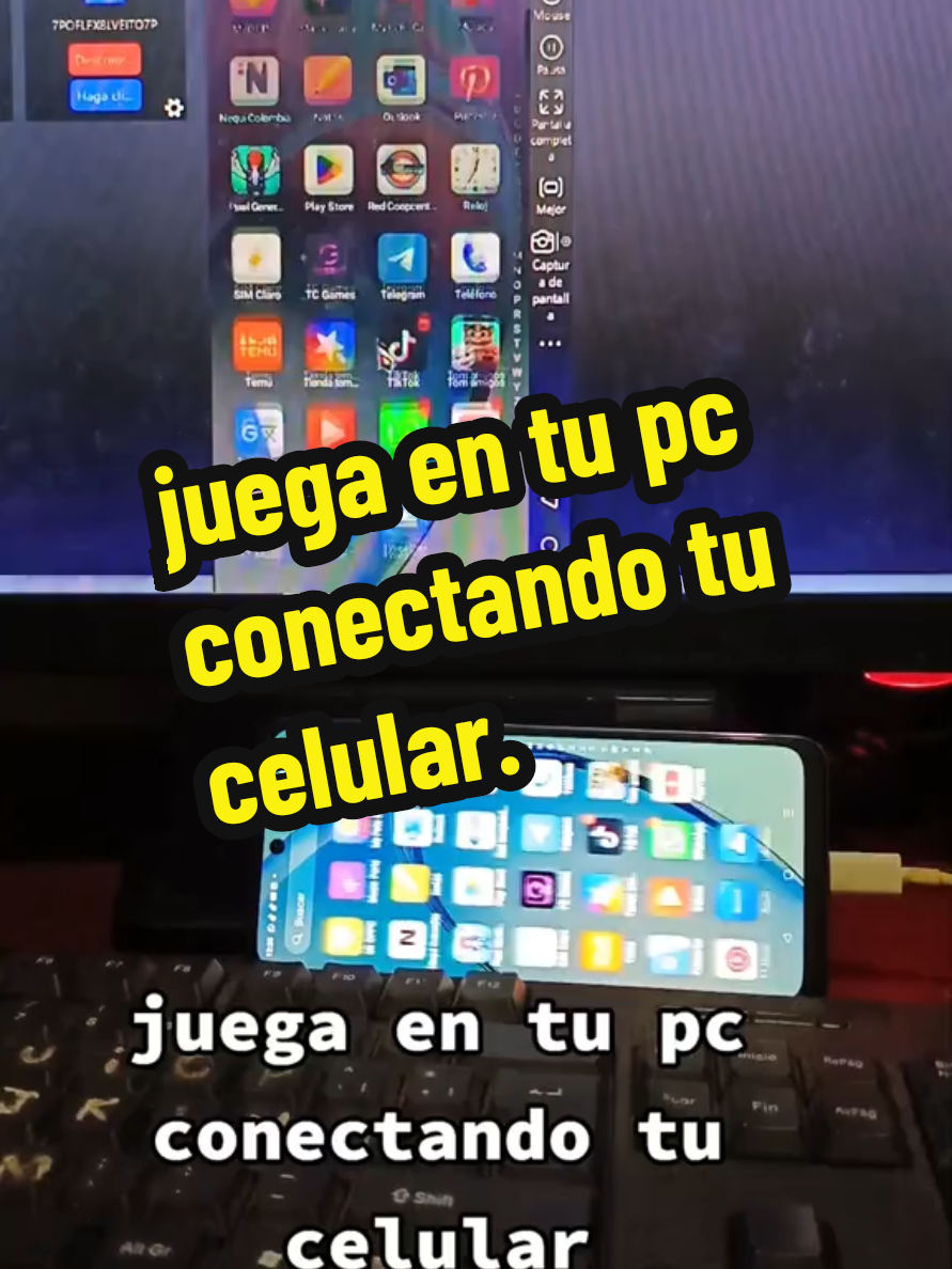juega free fire conectando tu celular al pc #juegosgamer #mobilador #pc #tcgames #freefire 