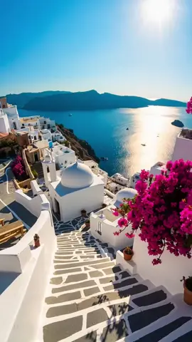 POV: Paradise found in the heart of the Aegean 🌊☀️ Sunsets, bougainvillea, and a view that feels like a dream. Tag someone you'd escape here with 💙🇬🇷 #Santorini #GreeceTravel #BucketListMoment #DreamVacation #IslandVibes #Wanderlust #HiddenParadise #MediterraneanMagic #RomanticEscape #SunsetLovers #BougainvilleaVibes #TravelTok