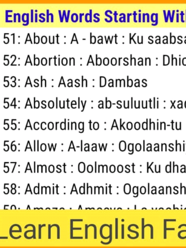 #Learn #English #Vocabularies #Words #Kulmiye #Private #School