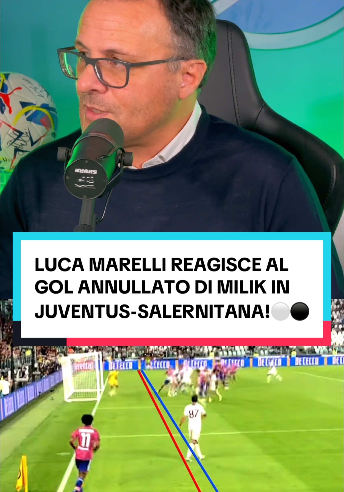 LUCA MARELLI REAGISCE AL GOL ANNULLATO DI MILIK IN JUVE-SALERNITANA! ⚪️⚫️ - Trovate l’episodio completo sul canale YouTube (CENTROCAMPO) ⚽️🎙️💚 #calcio #seriea #podcast #podcastcalcio #centrocampo #calcioitaliano #juventus #salernitana #candreva #bonucci #var #arbitro #tiktokcalcio 