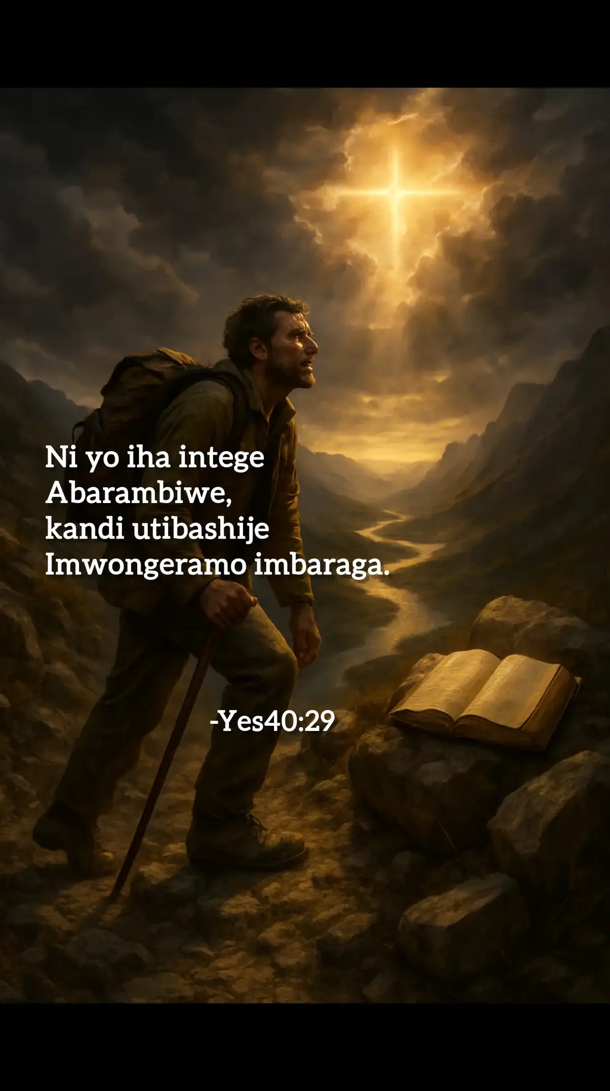 Ezayi 40:24-31 [24]Ni ukuri ni yo bagiterwa, ni koko ni yo bakibibwa, kandi igiti cyabo ni yo kigishora imizi mu butaka. Imana ibahuhaho bakaraba, umuyaga wa serwakira ukabayora nk'ibishingwe.  Yea, they shall not be planted; yea, they shall not be sown: yea, their stock shall not take root in the earth: and he shall also blow upon them, and they shall wither, and the whirlwind shall take them away as stubble. [25]“Nuko rero mwangereranya na nde twahwana?” Ni ko Uwera abaza.  To whom then will ye liken me, or shall I be equal? saith the Holy One. [26]Nimwubure amaso yanyu murebe hejuru. Ni nde waremye biriya, agashora ingabo zabyo mu mitwe, zose akazihamagara mu mazina? Kuko afite imbaraga nyinshi akagira amaboko n'ububasha, ni cyo gituma nta na kimwe kizimira.  Lift up your eyes on high, and behold who hath created these things, that bringeth out their host by number: he calleth them all by names by the greatness of his might, for that he is strong in power; not one faileth. [27]Yewe Yakobo Isirayeli, ni iki gituma wiganyira ukavuga uti “Uwiteka ntareba inzira zanjye, kandi ibyanjye Imana yanjye irabyirengagiza”?  Why sayest thou, O Jacob, and speakest, O Israel, My way is hid from the LORD, and my judgment is passed over from my God? [28]Mbese ntiwari wabimenya? Ese nturabyumva? Imana ihoraho, Uwiteka Umuremyi w'impera z'isi ntirambirwa, ntiruha. Ubwenge bwayo ntiburondoreka.  Hast thou not known? hast thou not heard, that the everlasting God, the LORD, the Creator of the ends of the earth, fainteth not, neither is weary? there is no searching of his understanding. [29]Ni yo iha intege abarambiwe, kandi utibashije imwongeramo imbaraga.  He giveth power to the faint; and to them that have no might he increaseth strength. [30]Abasore b'imigenda bazacogora baruhe, n'abasore bazagwa rwose.  Even the youths shall faint and be weary, and the young men shall utterly fall: [31]Ariko abategereza Uwiteka bazasubizwamo intege nshya, bazatumbagira mu kirere bagurukishe amababa nk'ibisiga, baziruka be kunanirwa, bazagenda be gucogora.  But they that wait upon the LORD shall renew their strength; they shall mount up with wings as eagles; they shall run, and not be weary; and they shall walk, and not faint. #graceroomministries #fyp #ndirugamba #kigali #kigalitiktok🇷🇼🇷🇼 #rwandatiktok #burunditiktok🇧🇮 #kenyantiktok🇰🇪 #congolaise🇨🇩 #pyf #foryoupage❤️❤️ #jesus #jesuslovesyou #bestbibleverses #christianity #yesu 