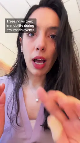 Freezing and tonic immobility may look the same, but they are distinct trauma responses. #traumatok #therapytiktok #trauma #freeze #tonicimmobility #drpriaphd #newyorktherapist 