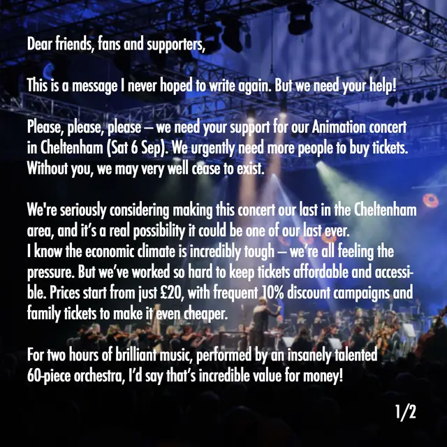 An important message from Jack, our founder & artistic director. Please help support us by coming to one of our concerts.  
