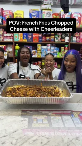 French Fries Chopped Cheese with Cheerleaders  📍Prospect Park Deli #prospectparkdeli #choppedcheese #cheerleader #fries #girls #nyc #frenchfries 