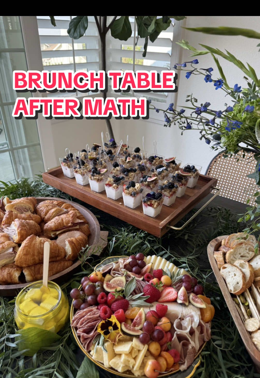 definitely sizing down or making smaller portions of each item! should we take parfaits off the menu?🥲 they seem to never get eaten  #brunch #grazingtable #charcuterie 