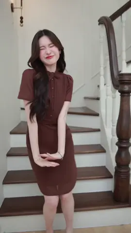 🤎ธีมน้ำตาล🤎 #ชุดเดรส #ชุดสีน้ําตาล 