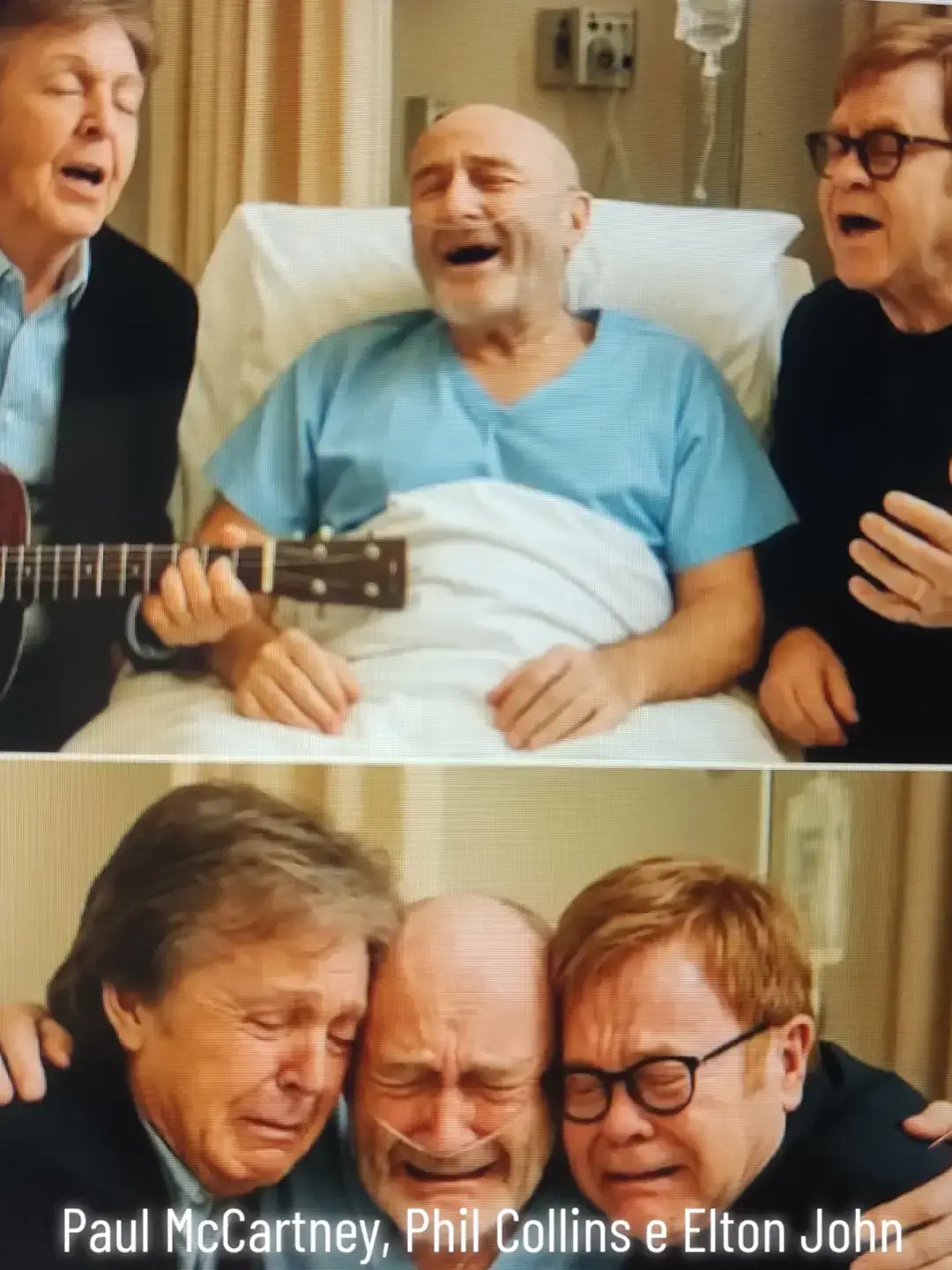 Paul McCartney e Elton John visitaram o amigo de longa data Phil Collins, que segue internado. O encontro foi marcado por lembranças, risos e, sobretudo, música. Entre histórias e memórias de décadas de amizade, os três cantaram juntos, revivendo sucessos que marcaram gerações. Ao final, tomados pela emoção, se abraçaram com lágrimas nos olhos — um momento sincero e tocante que selou, mais uma vez, o laço profundo que os une dentro e fora dos palcos.