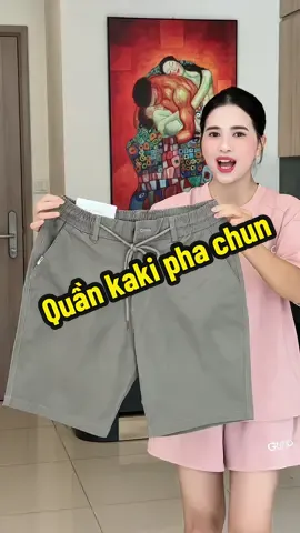 Quần kaki pha chun#kieugialinh #quanshortnam #quankaki 