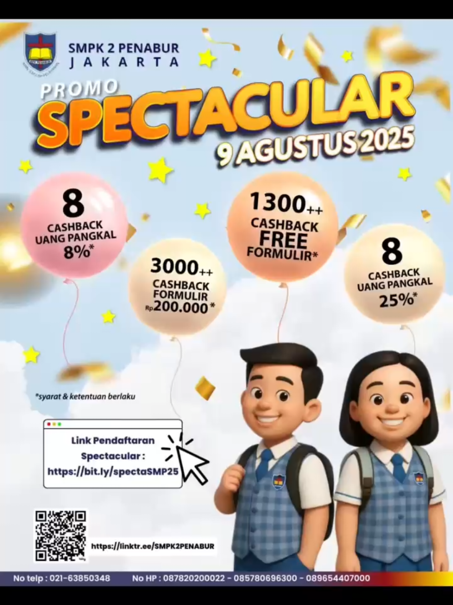 Acara paling kece se-antero jagat raya udah di depan mata! 🗣 🤠🤓 Bakal ada banyak kejutan seru yang bikin kamu melongo. 😲🤔🫡 Jadi, jangan cuma scroll Tiktok doang, langsung agendain dan datang!  See you there 😇🤩🤗🤭💝 📌 Daftar di link berikut ini untuk merasakan SPECTACULAR-nya BPK PENABUR JAKARTA:  bit.ly/PENABURSpecta25 #BPKPENABURJAKARTA  #PENABUR #sekolahkristenterbaik #sekolahunggulan #sekolahkarakter 