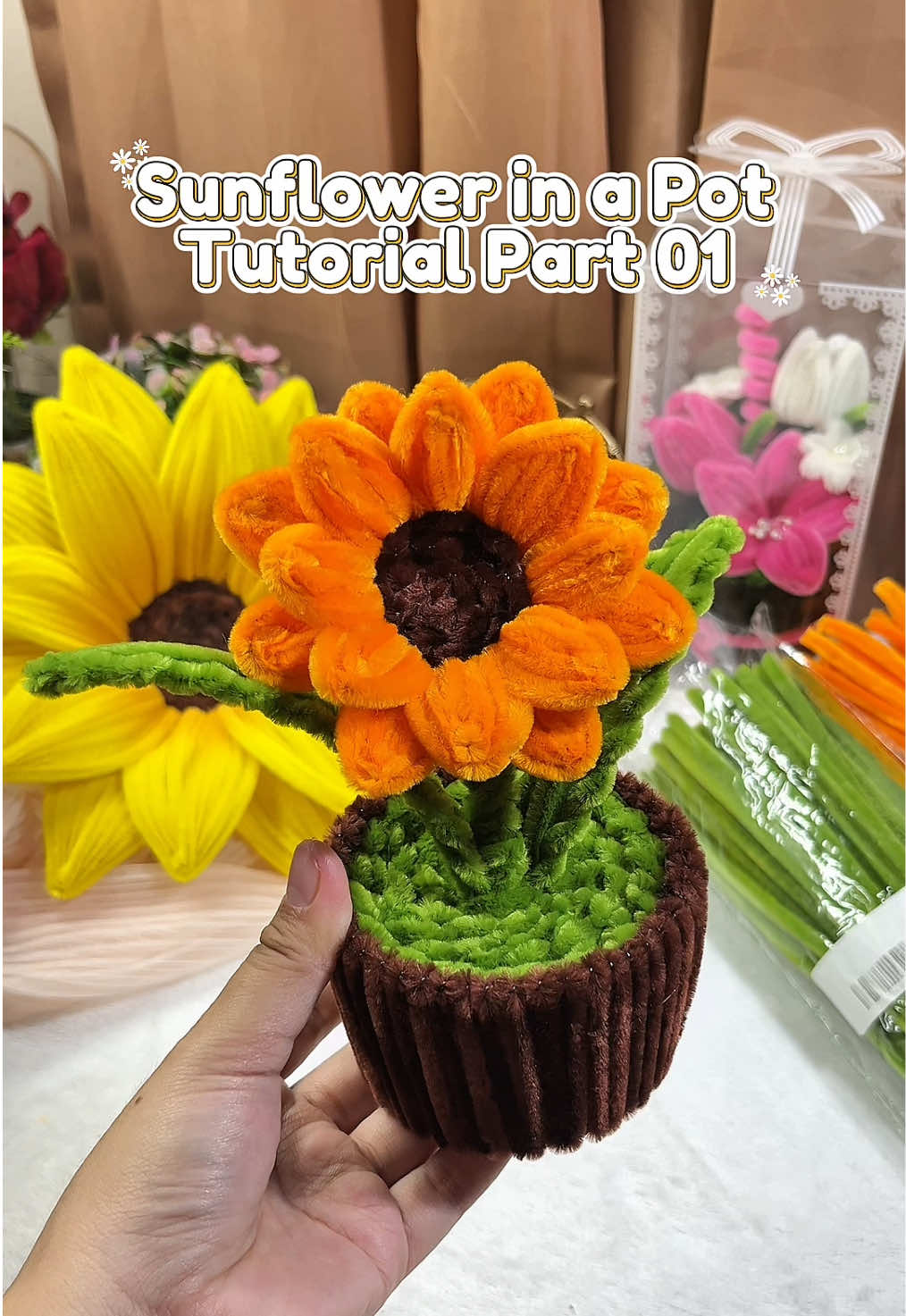 Replying to @Jhona M. Añonuevo SUNFLOWER IN A POT TUTORIAL PART 1 #fuzzywire #fuzzywireflowers #fuzzywirebouquet #fuzzywiretutorial 