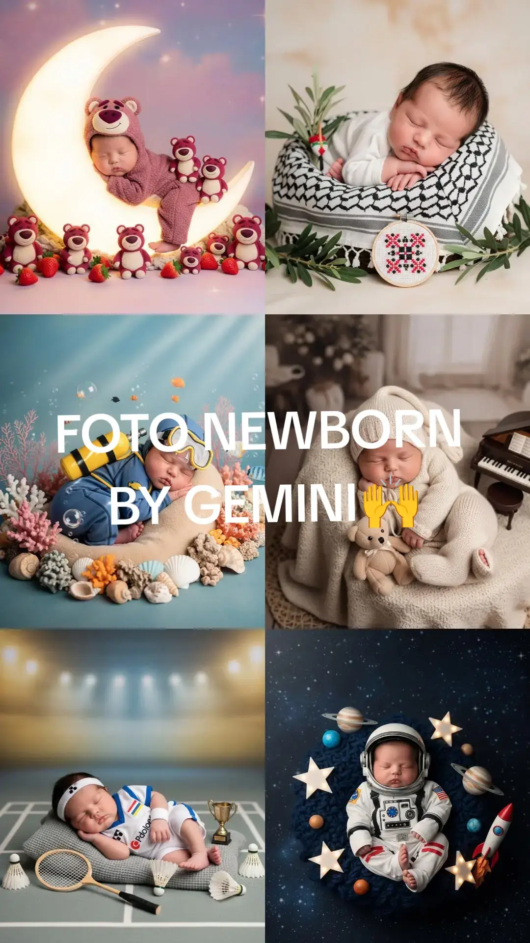 Bikin foto kayak gini males ngetik prompt text nya. #fotonewbornbayi #fyp #fypage  #geminiai 