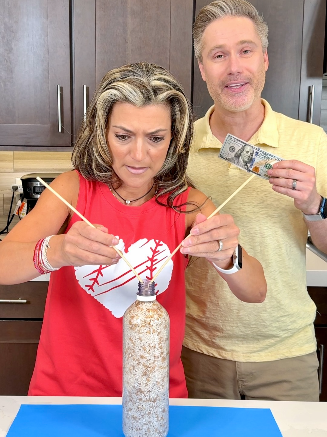 Lift the Bottle of Rice using Sticks 🥢