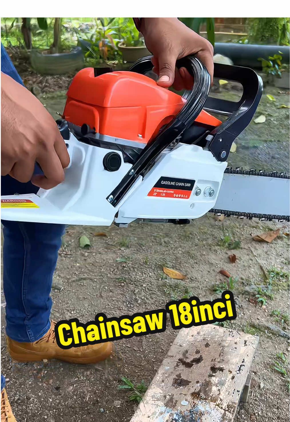 Chainsaw 52cc 18 inci guna petrol campur 2T #chainsaw #mesingergaji #chainsawmurah #gardentools #tools 