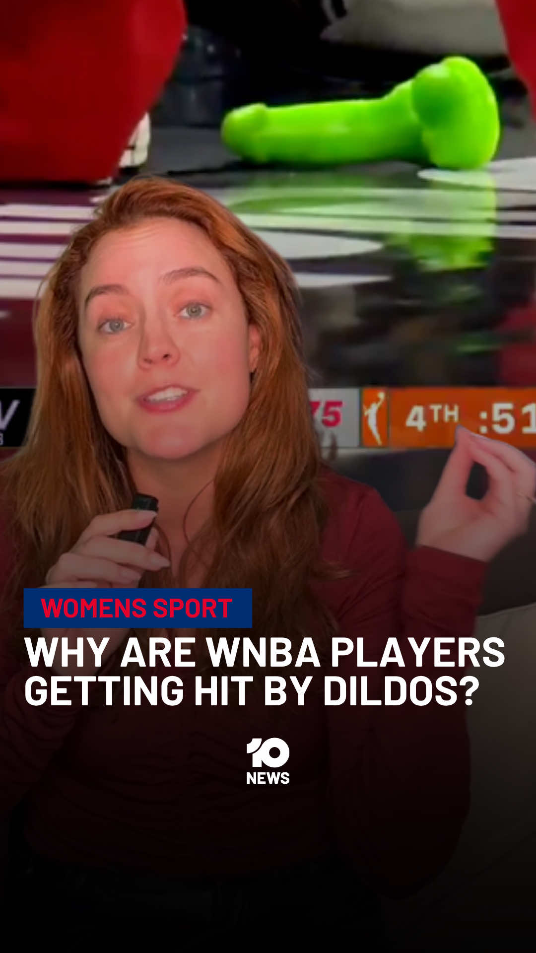 A string of bizarre interruptions has hit the WNBA, with neon green sex toys thrown onto the court during multiple games in recent weeks. The first incident occurred on July 29 in Atlanta, before similar disruptions in Chicago and Phoenix, one striking Indiana Fever guard Sophie Cunningham. Another was hurled into the crowd, hitting a child and sparking safety concerns. @Georgie Tunny explains. #NBA #WNBA 