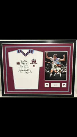 This stunning Sir Trevor Brooking 1980s Wembley shirt, beautifully framed in our premium LEGEND framing service, is ready to take pride of place on any wall. A true icon, captured in timeless style. #westham #shirt #shirtframing #memorabilia 