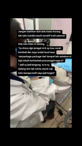 Part 112: Tired of pigmentation skin #jeragat #sensitiveskin #kotakinabalu  Bila Ada jeragat, pastikan tahap sensitif kulit tu dikenal pasti dahulu . Apabila sesorang tu tidak berpengalaman dalam mengendali gelombang laser atau memberi penjagaan skin care yang tak sesuai dalam seharian,jeragat akan bertambah tebal apabila kulit dalam keadaan radang sensitif tetapi laser masih diteruskan. kulit seperti dalam keadaan mendidih panas. tambahan lagi cuaca kita yang panas terik. Aiiih sakit kulit tau!!  jika anda perlu lebih banyak info tentang kulit anda. jadualkan temu janji bersama dengan kami di lokasi Manggatal plaza Kota Kinabalu berdekatan dengan Elemen Utara Kota Kinabalu When you have pigmentation (melasma), it’s important to first identify your skin’s sensitivity level. If someone is inexperienced in handling laser wavelengths or recommends unsuitable daily skincare, pigmentation can become darker when the skin is already in an inflamed and sensitive state but laser treatment is still continued. The  skin is under boiling hot. On top of that, our weather is blazing hot. Ouch, it really hurts our skin! If you need more information about your skin, schedule an appointment with us at Manggatal Plaza, Kota Kinabalu, near Elemen Utara Kota Kinabalu.