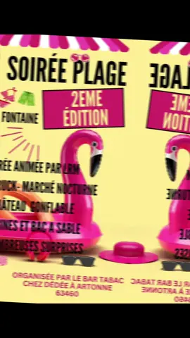 On reprend du service dès le 30 août...🤫 Nous vous donnons rdv le dernier week-end des vacances, pour la soirée plage🏝 😍 2 ème édition !! 😍 Surprises, marché nocturne, DJ le tous dans une petite sité de caractère à Artonne  On vous attend très nombreux !!🥰 