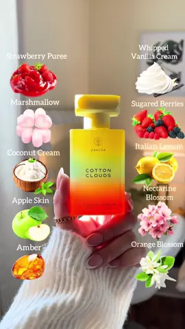 Cotton Clouds 🍓🍭☁️ @Oakcha  This perfume is gourmand sweet🍬does give an impression of pink cotton candy or marshmallow💕🍭. The first spritz is fruity with fresh strawberry🍓 lemon🍋The dry is apple skin🍏 and pink fluffy sweet powder✨ Like the powdery coating on marshmallow and warm fluff cotton candy🍬💕   This viral gourmand perfume is back in stock!💕 Grab yours before it solds out again!    #cottonclouds#oakcha#gourmand #viralperfume#perfumetiktok#perfumerecommendations#sweetperfume#fruityperfume#perfume#perfumecheck#perfumereview#perfumes#longlastingperfume#oilbasedperfume#tiktokshopcreatorpicks#superbranddaydfyd#tiktokbacktoschool#tiktokshopblackfriday#falldealsforyou#tiktokshoprestock#tiktokperfume   