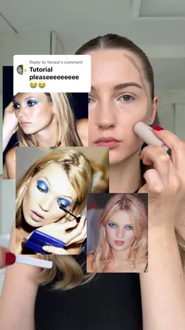 Replying to @Yonasi Kate Moss prime makeup look, dark blue eyeshadow is not easy at work but I managed it 😅 write me in the comments could I achieve that look @Sephora Collection @Haus Labs by Lady Gaga @Hourglass Cosmetics @makeupbymario 