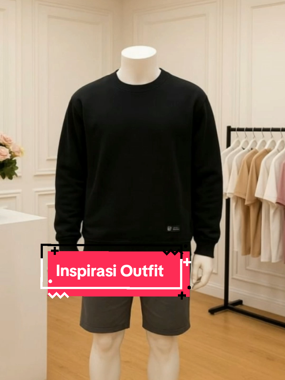 Sweater Crewneck Pria. Bahan tebal dan lembut, outfit simpel tapi terlihat stylish.  #sweter #sweatercrewneck #outfit #rekomendasi #kaospria 