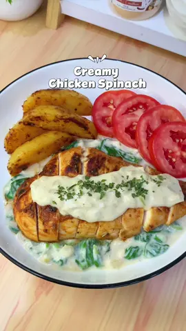 Creamy Chicken Spinach✨ Masak nya cuma pake satu bumbu marinasi aja dari @healthyrepublic 😍😍  #masakansimple #resepsimple #creamychickenspinach #healthyrepublic #dryrub 