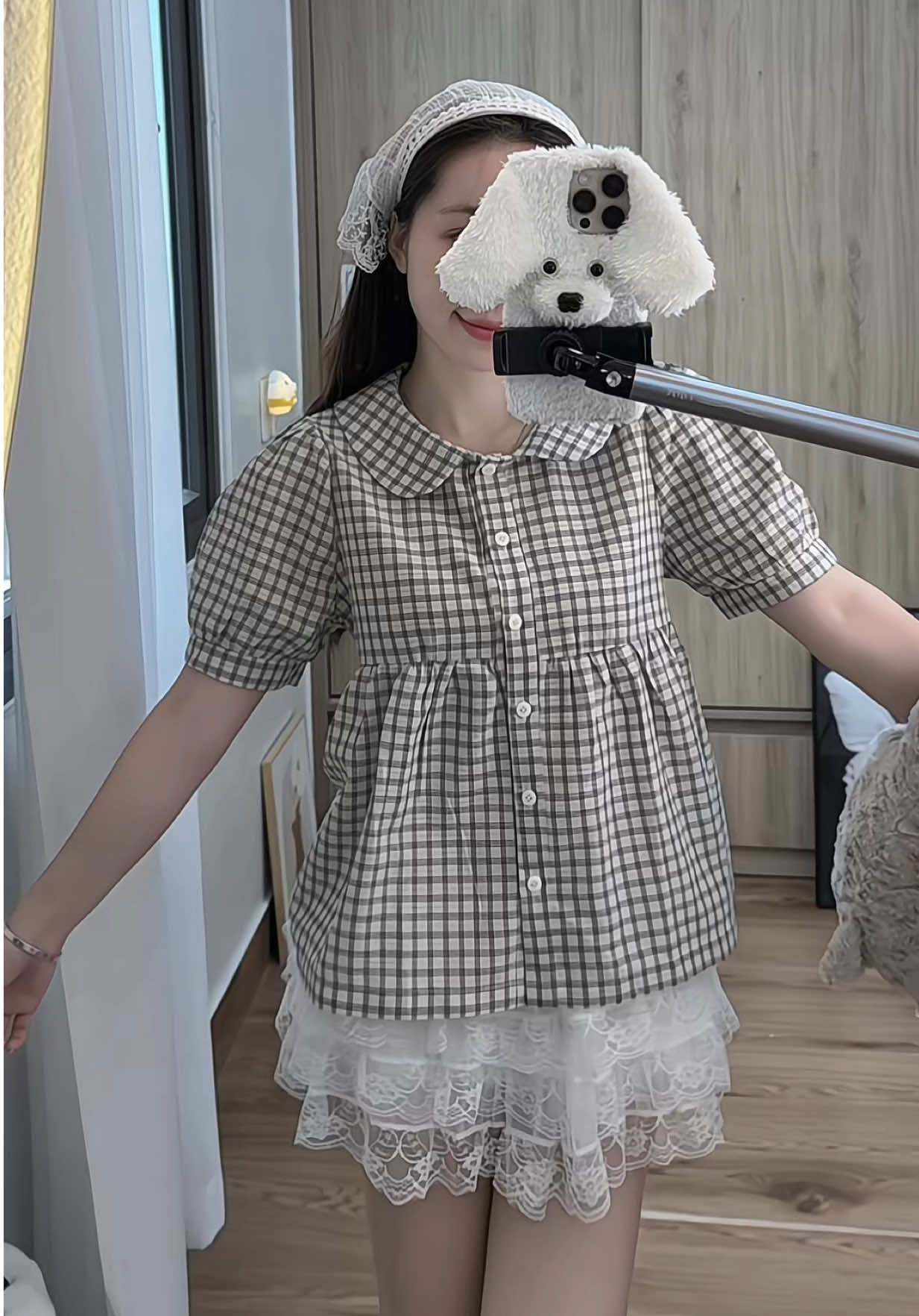 Áo baby doll kẻ caro 