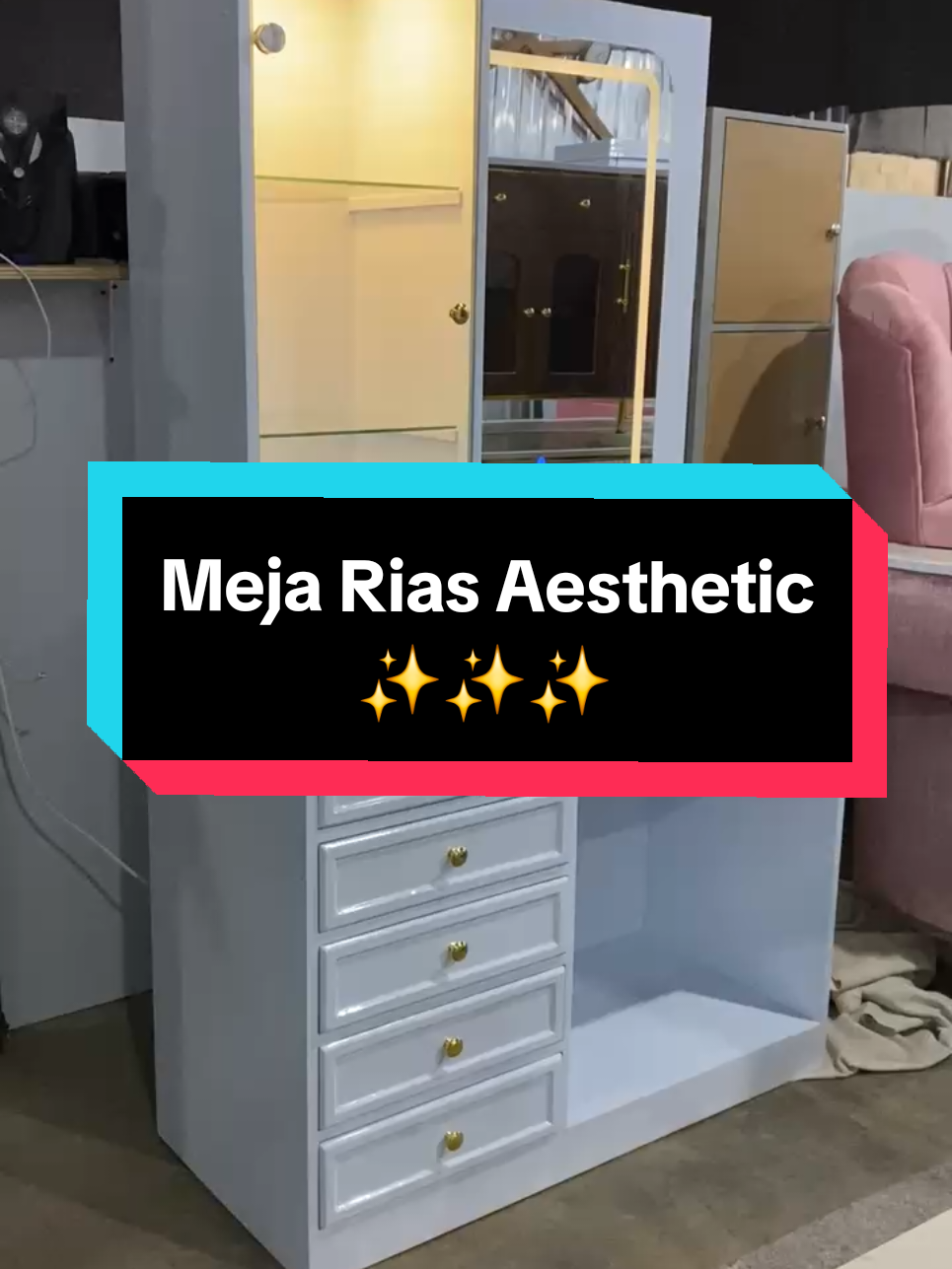 Meja Rias Aesthetic 📲 Pemesanan Wa 083117621934 #fyp #furniture #perabotan #mejarias #kacarias 