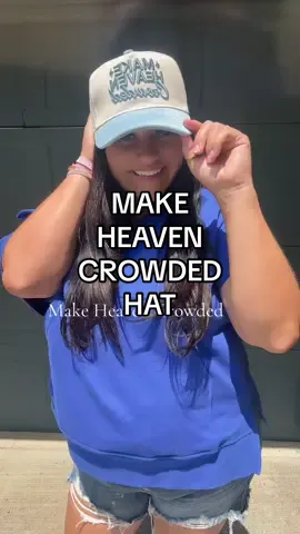 Make Heaven crowded denim hat is such a cute accessory ✨🩵 #truckerhats #denim #makeheavencrowded #christianmerch #christianclothing 