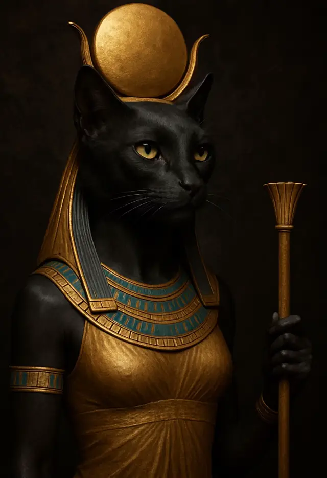Bastet is one of the most beloved and protective goddesses of Ancient Egypt. In her earliest depictions, she appeared as a fierce lioness, but over time she transformed into a more graceful and protective figure — a woman with the head of a cat. Cats were considered sacred in Egypt, believed to bring prosperity and protection to homes. Like a cat, Bastet possessed both softness and dangerous power: she guarded households, families, and especially women and children from harm. She was also associated with music, dance, joy, and fertility. In her temples, people would offer precious jewelry and cat statues as gifts to honor her. Her symbols were gold, gemstones, and exquisite clothing. Her feline head, sharp gaze, and mysterious presence symbolized both beauty and the quiet power hidden in the shadows. According to belief, Bastet’s presence would drive away evil and bring peace and safety into homes. To the Ancient Egyptians, she was not just a goddess, but a protective spirit touching every part of daily life. #Bastet #EgyptianMythology #CatGoddess #AncientEgypt #Mythology #GoddessOfProtection #MythologicalFigures #History #MythologyLovers #egyptiangoddess 