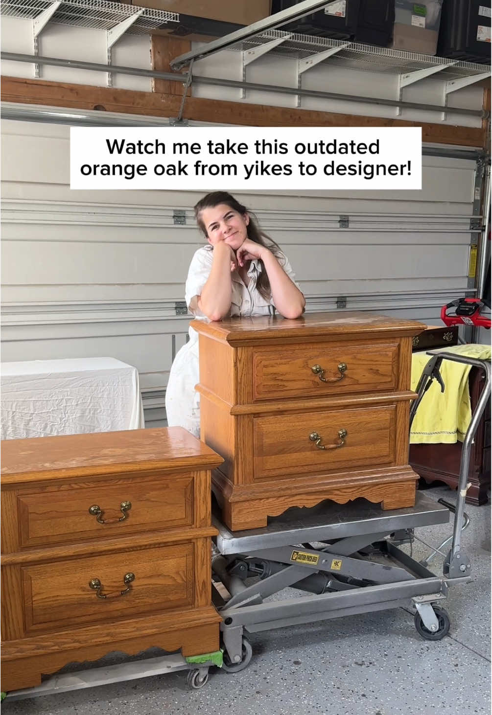 Watch me updated this ugly oak furniture into something designer! 😍 Huge furniture flip makeover!  Paint color: Fusion Mineral Paint - Chateau #furnituremakeover #FurnitureFlip #diyprojects #oakfurniture #paintedfurniture