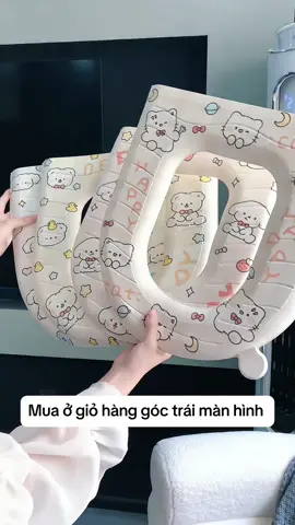 Combo 3 cái đệm lót bồn cầu toilet có hoạ tiết dễ thương, miếng lót bồn cầu chống thấm nước dễ vệ sinh có tay cầm #mienglotboncau #demboncaukhongthamnuoc #demboncau 