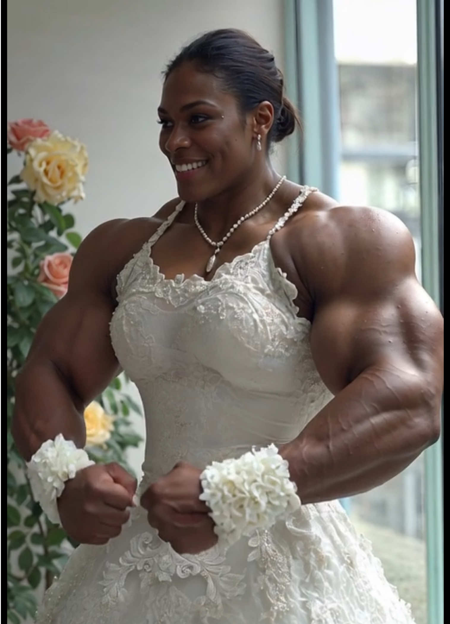 Getting ready for the most important day in her life… #bride #wedding #muscle #musclegirl #femalemuscle #musclebride #aigramaticimages