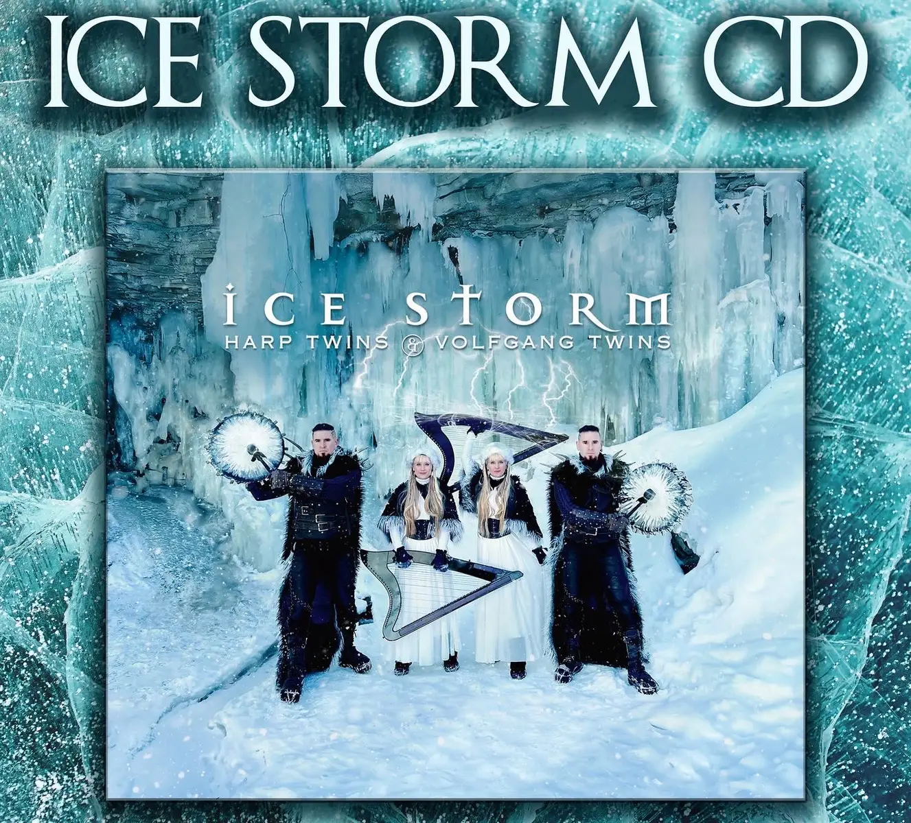 The first ever collaborative album created in unity by the Volfgang Twins and @The Harp Twins ! Experience the two styles of musical prowess fused together; the thunderous percussion and tribalistic rhythms of the Volfgang Twins, layered with the beautiful voices and ethereal melodies of the Harp Twins. Get your own autographed album of ICE STORM either at volfgangtwins.com or harptwins.com along with a whole new line of merch created designed by the twins! SKÅL!  #volfgangtwins #harptwins #icestorm #twins #drums #harps #tribal 