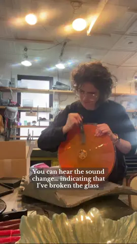 If you have the time....here's the full sound transformation of a unbroken plate to one that now has a huge hole in the middle 😅⁠ ⁠ ⁠ #BrokenPlates #GillianPreston #glassjewelry #contemporaryjewelry  #glassartist #waterjet #cncdesign #glassblowing 