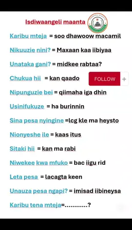kiswahili to somali #viralvideo #learnswahili #all #somalikenyan🇸🇴🇰🇪🔥👸 #fyp 