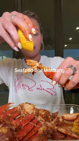 SEAFOOD BOIL MUKBANG🦀🦞🦐 #seafoodboil #snowcrab #mukbang 