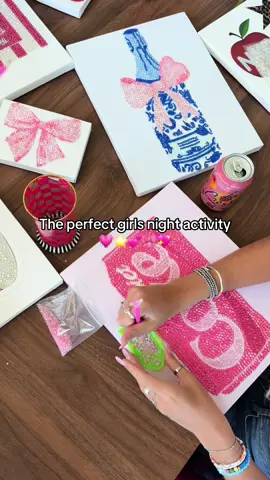 Bedazzling & sip = perfect girls night✨ #rhinestoneart #glitterart #diamondpainting #girlsnight #girlsnightinspo #forthegirls 