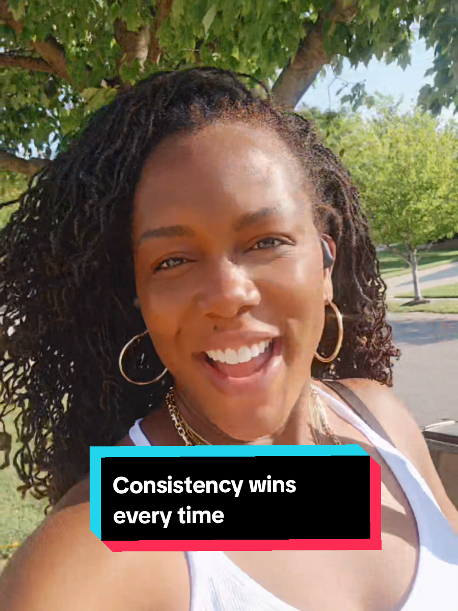Consistency will win in the long run.  Your workouts don't have to be super fancy to get the job done. If you treat working out like a part of your lifestyle and not a chore, you'll realize that even the brisk walks 5 times a week is better than the one off 5 mile run you only do once a month.  As a former professional athlete who was accustomed to Olympic level workouts, I've had to shift my perspective in retirement and embrace the types of workouts that fit my lifestyle. And walking is on that list.  What types of workouts do you guys like doing? #fitnessJourney #MomLife #SAHM #BlackMoms #workoutroutine #weightlossJourney #KCinfluencer #RetiredAthlete #BlackMoms #MotherhoodUnfiltered #MomBlog #MommyBlogger 
