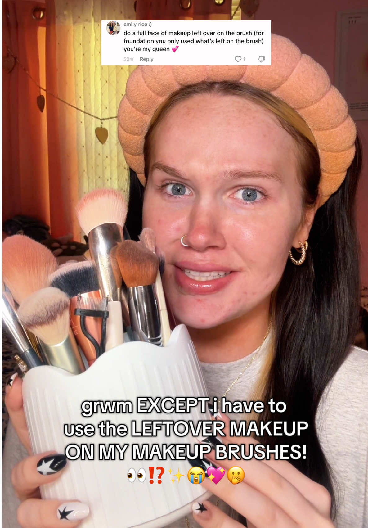 this idea is SO CREATIVE?! do we think my makeup brushes passed the test?!👀✨⁉️🫢💖 @Sigma Beauty @Alani Nutrition @realtechniques @e.l.f. Cosmetics @elfcosmetics @Hard Candy  #grwm #grwmchallenge #makeup #makeupchallenge #fail #makeupfail #series #comedy #entertainment #satire #getreadywithme #makeupbrushes #makeupbrushcleaning #makeupbrushchallenge #beauty #MakeupRoutine #makeuptutorial #chattygrwm #grwmmakeup 