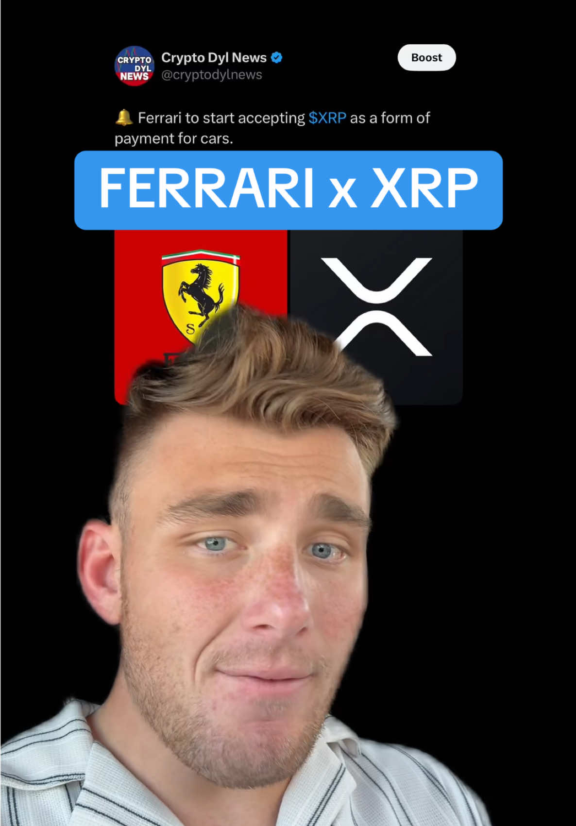 Massive breaking #crypto news Ferrari to start accepting #XRP as a form of payment for cars. The #xrpcommunity has been patient and now we are reaping the benefits!!! What do you guys think about this crazy breaking news?!?! Let me know in the comments! #xrparmy #ripple 