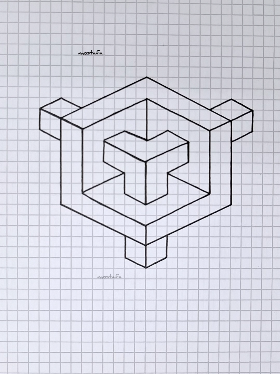 كيف ترسم 3D بسهولة 😉 خداع البصر #الرسم #draw #Drawing #3d #3dart #3ddrawing #fyp 