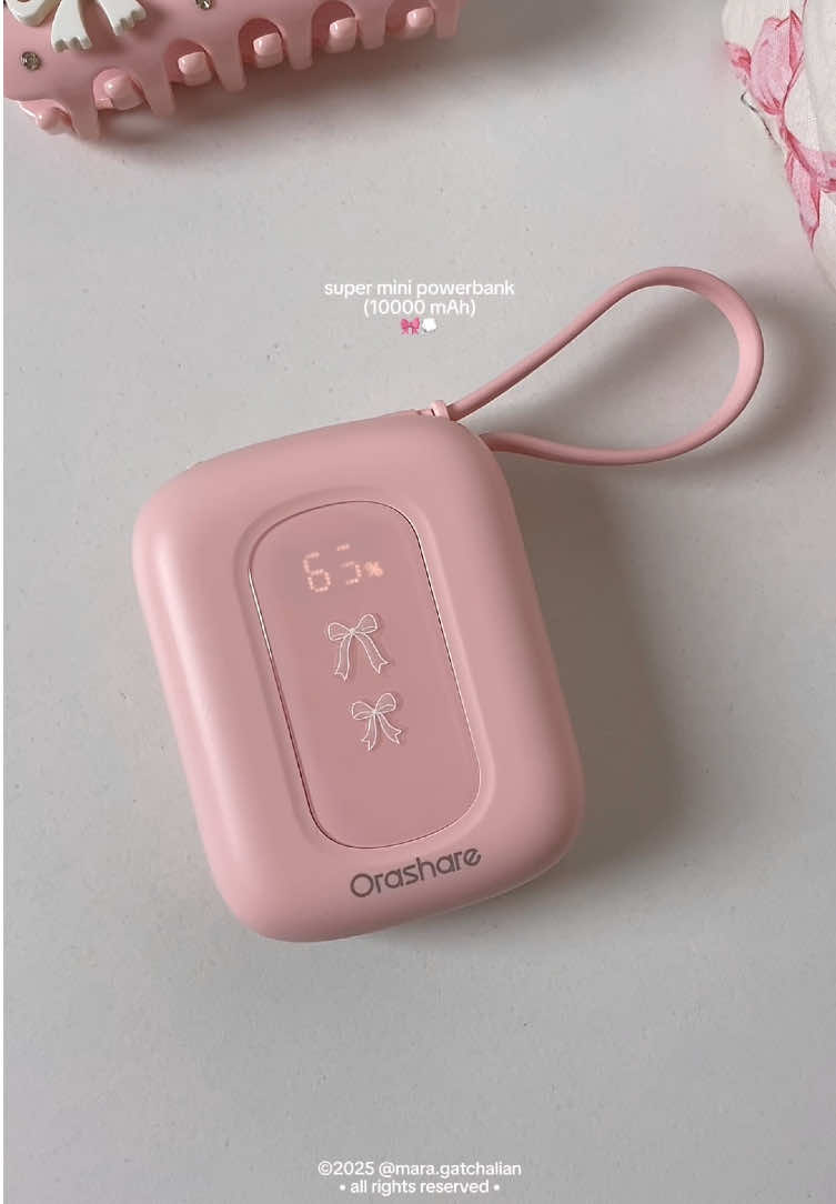 love this new mini powerbank from orashare!! 💗✨ #orasharepowerbank #pcm12 #10000mAh #builtincables #maragatchalian